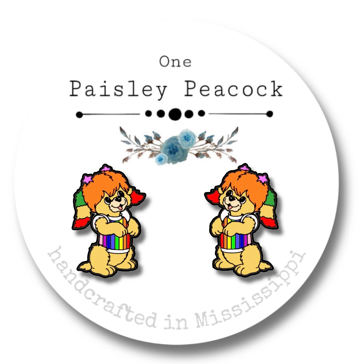 Rainbow Brite stud earrings