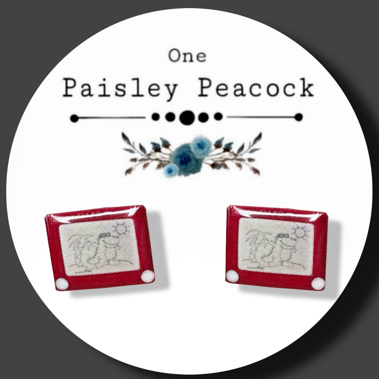 Sketch Toy stud Earrings Retro Etch a Sketch inspired handmade