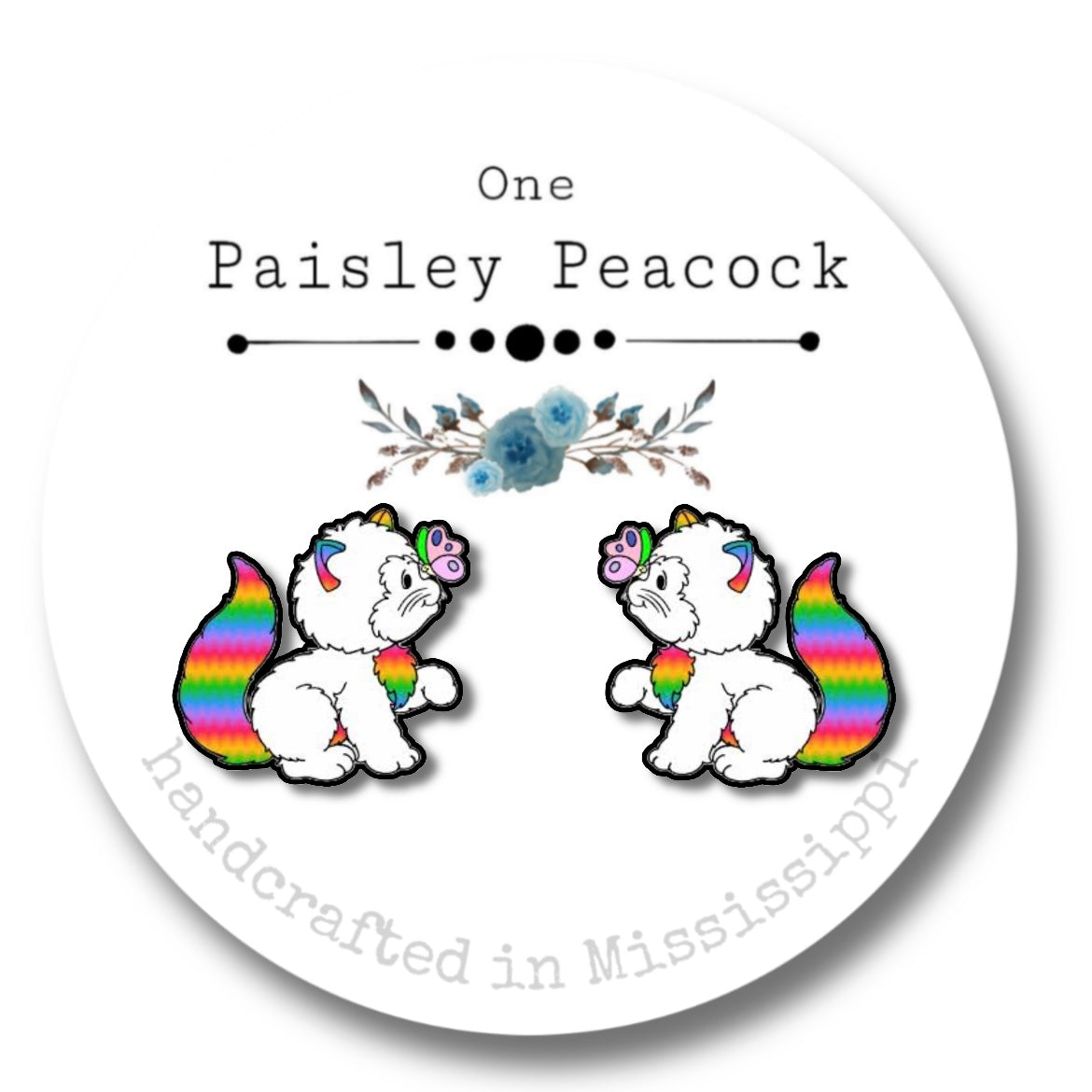 Rainbow Brite stud earrings