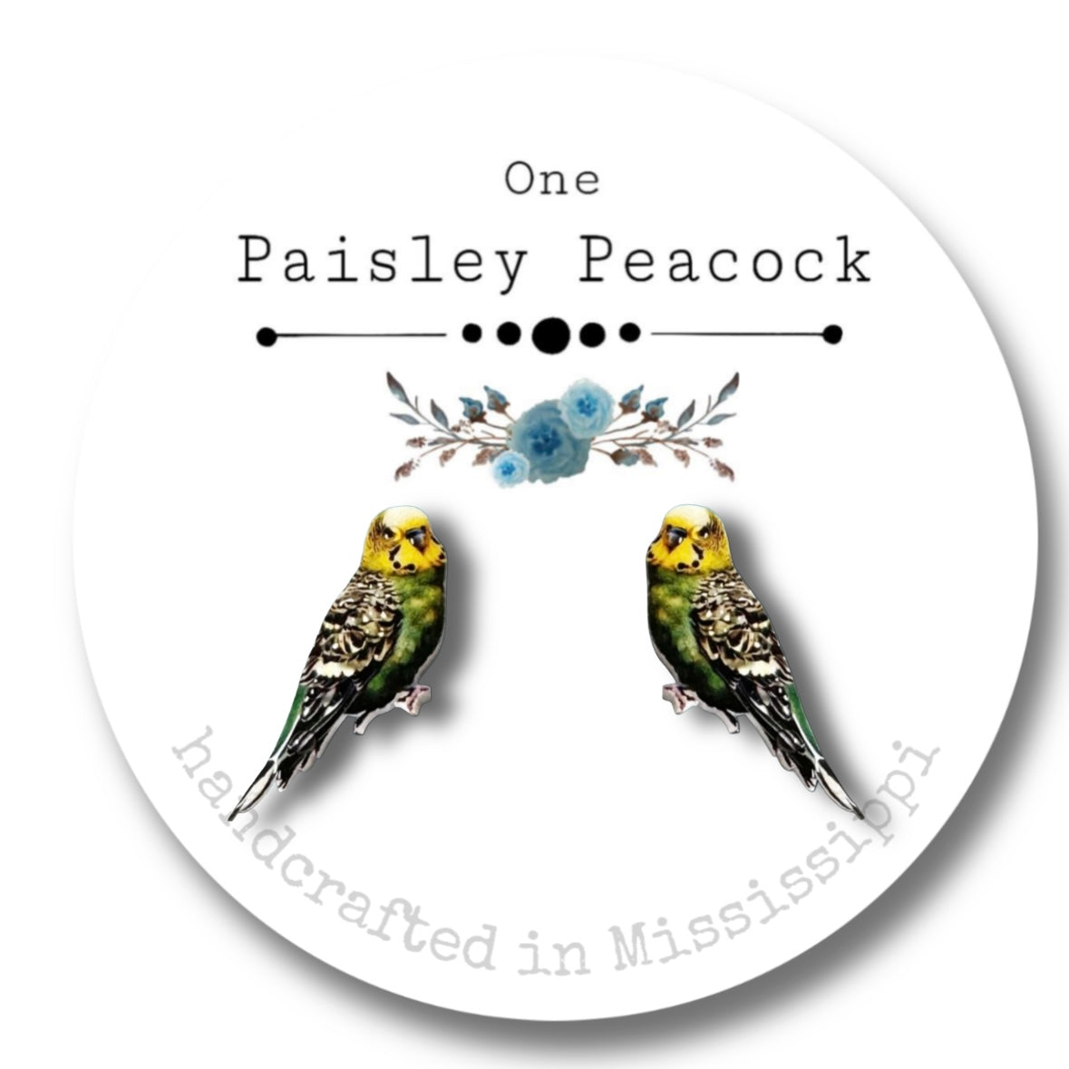 Bird earrings-green budgie