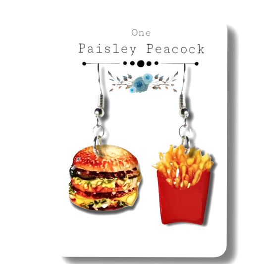 Dangle earrings- hamburger and French fries