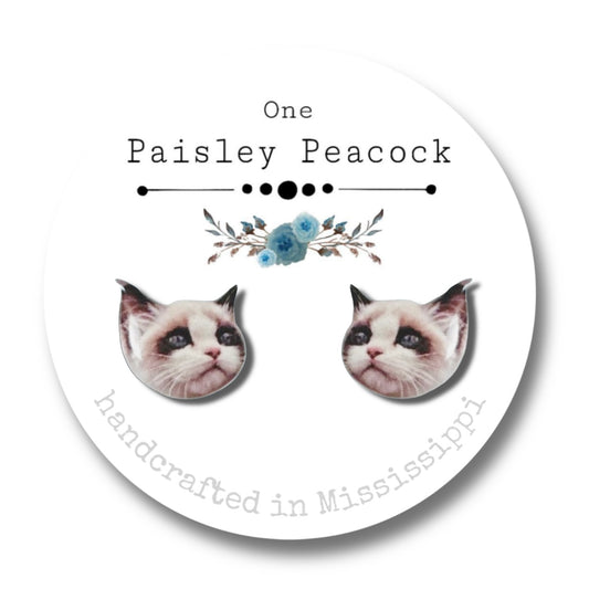 Cat Stud Earrings-siamese