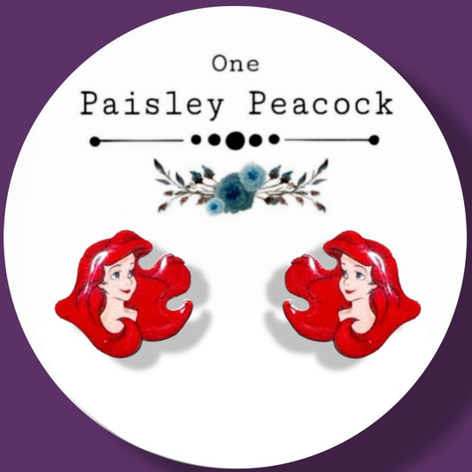 Ariel inspired stud earrings handmade Little Mermaid