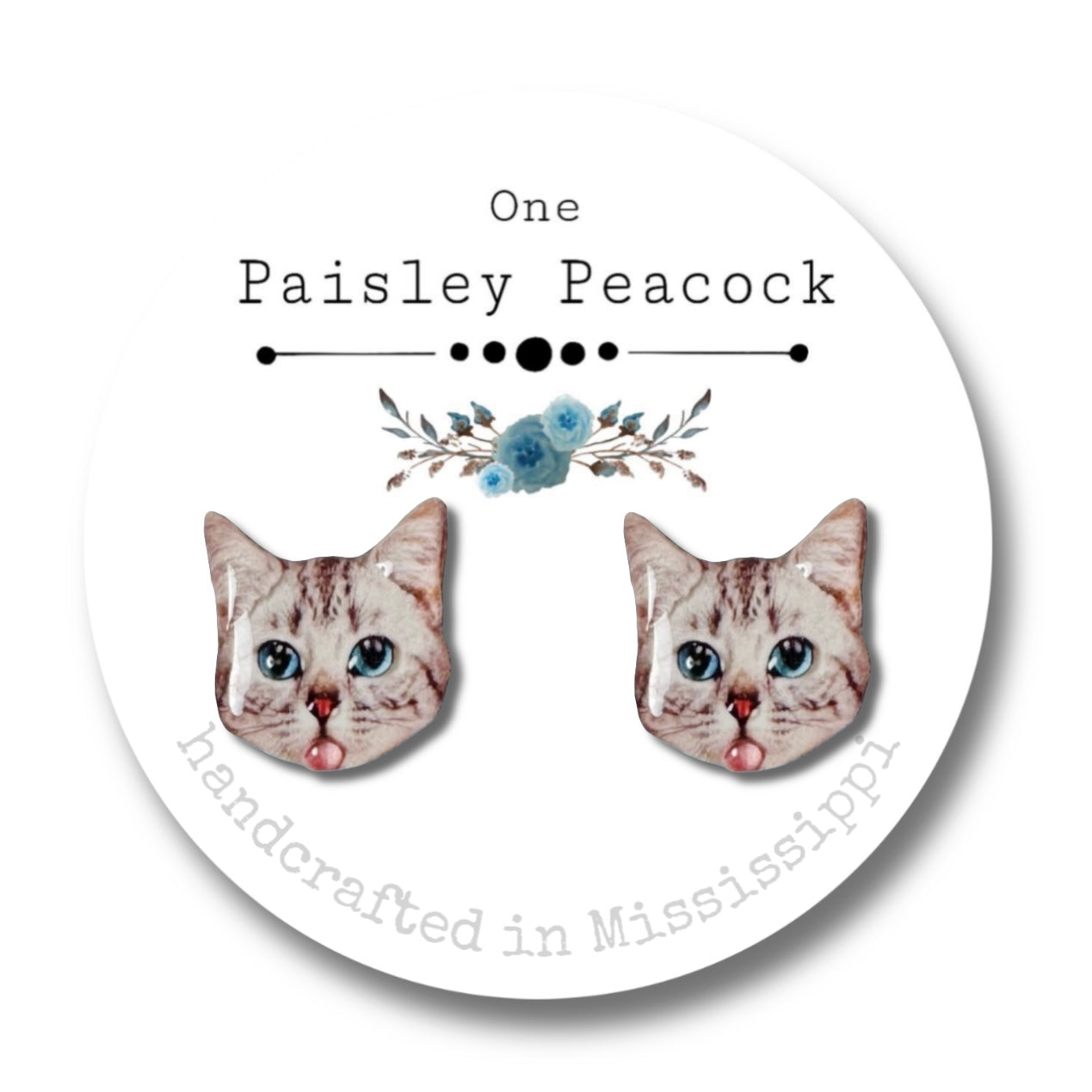 Cat Stud Earrings-tongue out