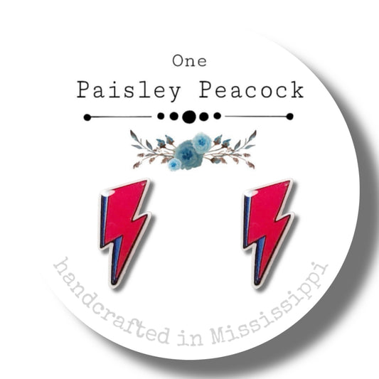 Stud Earrings-Bowie bolts