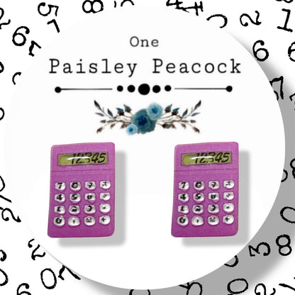 Purple Math Calculator stud earrings