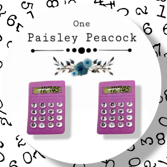 Purple Math Calculator stud earrings