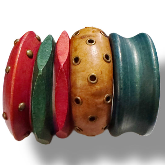 5 piece Wooden Bangle Bracelet set