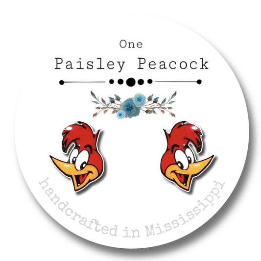 Bird earrings-woodpecker