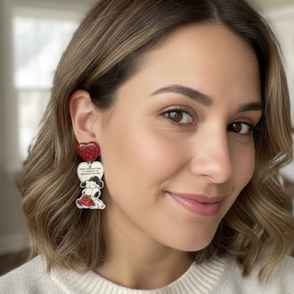 Snoopy and Lucy inspired stud dangle Valentines Day card