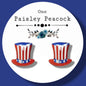 Independence Day stud earrings top hat 4th of July