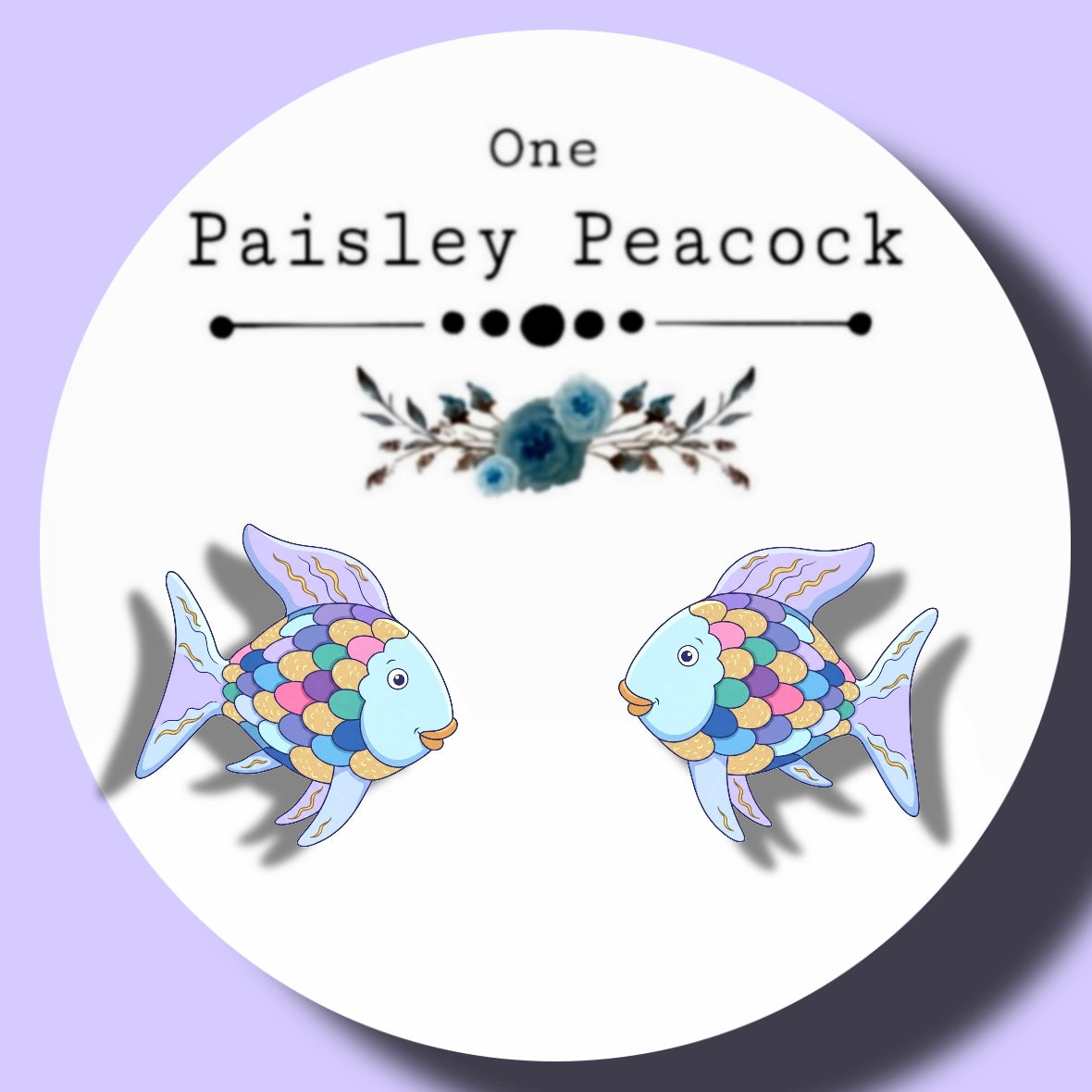 Rainbow Fish inspired stud earrings handmade