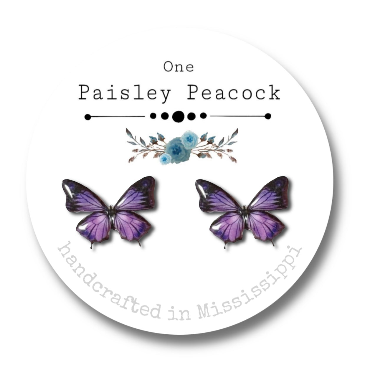 Butterfly Stud Earrings-monarch purple