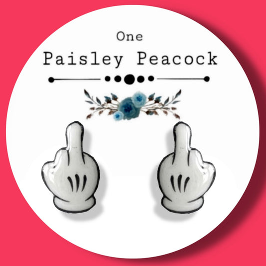 Mickey Mouse Glove inspired F-bomb stud earrings