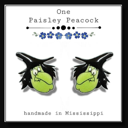 Witch cartoon stud earrings