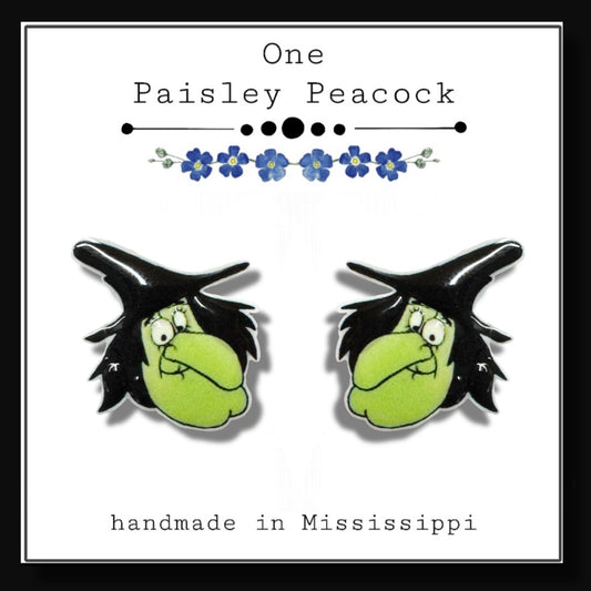 Witch cartoon stud earrings