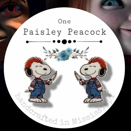 Stud earrings- Snoopy Chucky Halloween