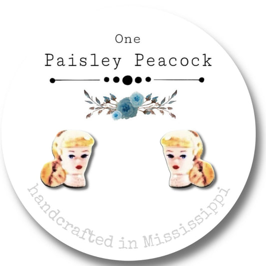 Retro stud earrings- Barbie doll toy