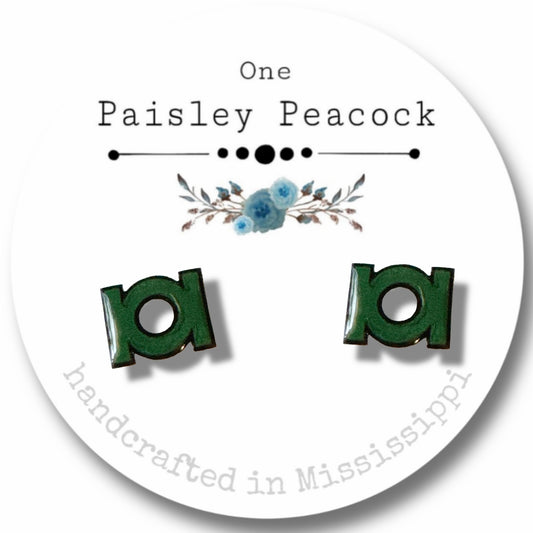 Green Lantern stud earrings