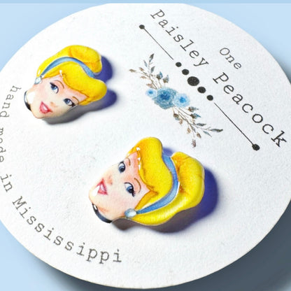 Cinderella inspired stud earrings handmade