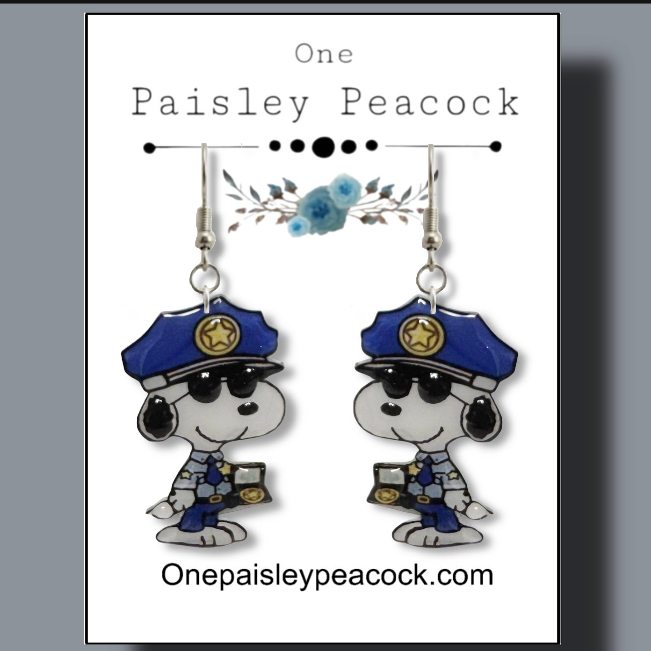 Dangle Earrings- Snoopy inspired Policeman
