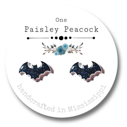 Stud earrings-black bat