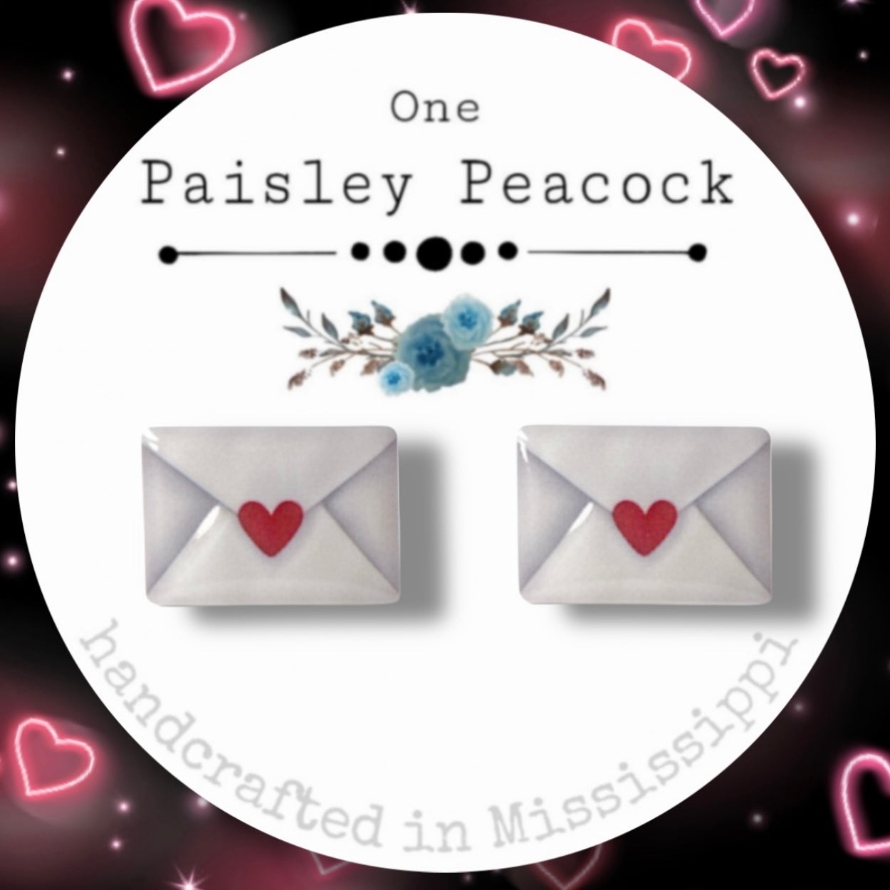 Valentines Day love letter post earrings