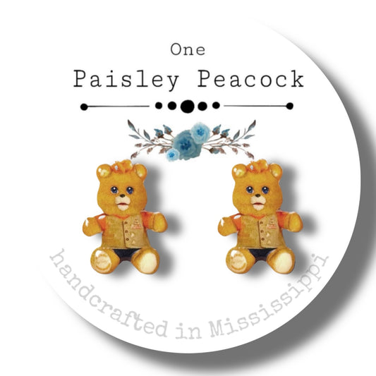Stud Earrings-toy teddy ruxpin