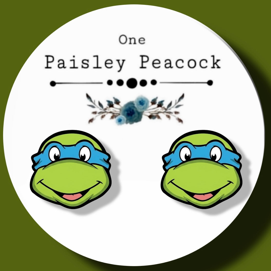 Leonardo Ninja Turtles inspired handmade stud earrings