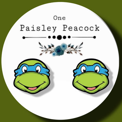 Leonardo Ninja Turtles inspired handmade stud earrings