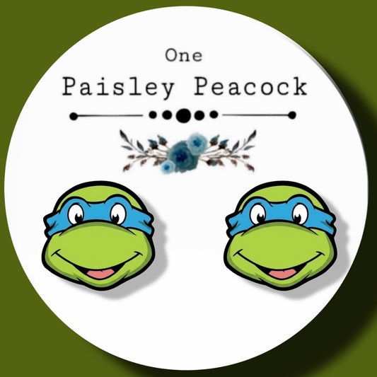 Leonardo Ninja Turtles inspired handmade stud earrings