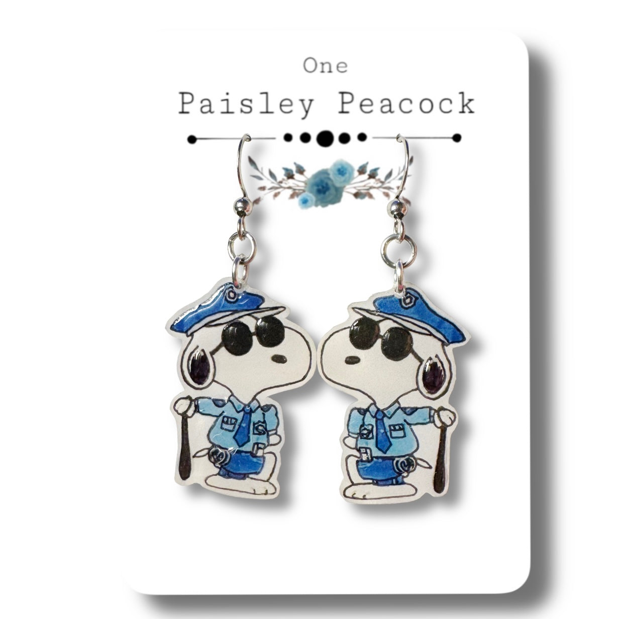 Dangle Earrings-snoopy policeman