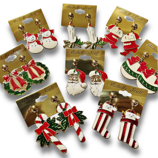 Christmas stud post dangle earrings