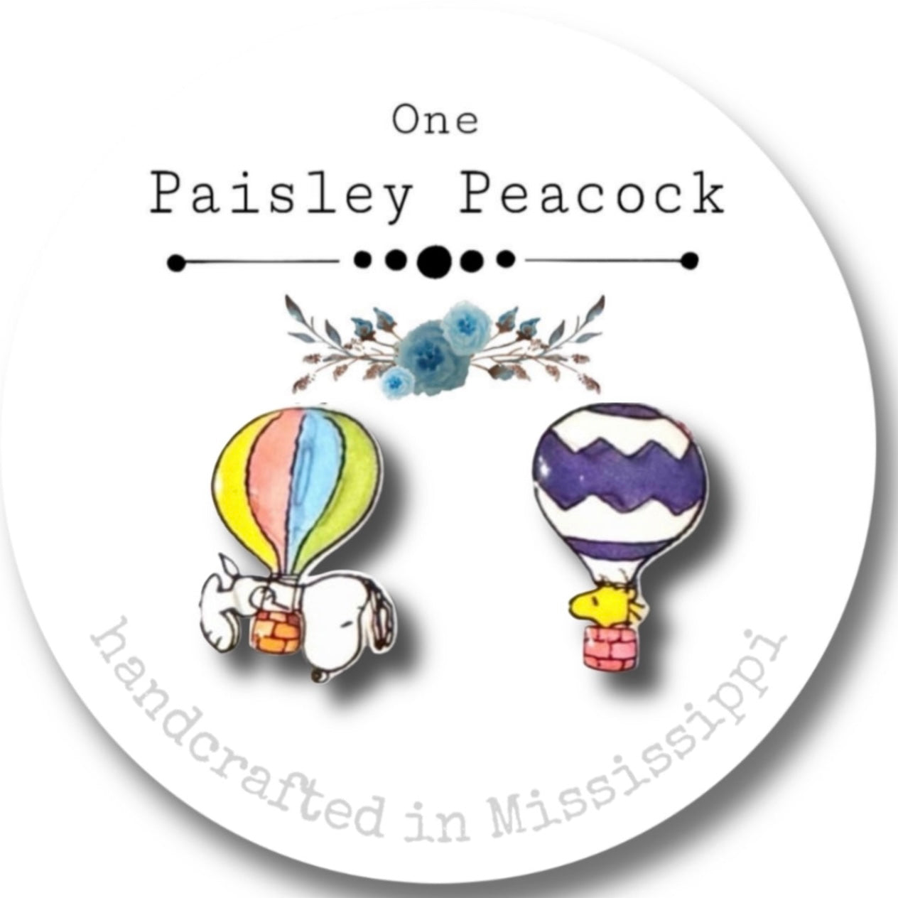 Snoopy hot air balloon earrings