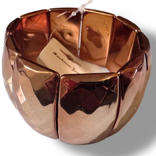Metallic Bronze Acrylic wide beaded stretch bracelet BR-005