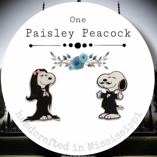 Stud earrings- Snoopy Gomez Morticia Addams Family inspired