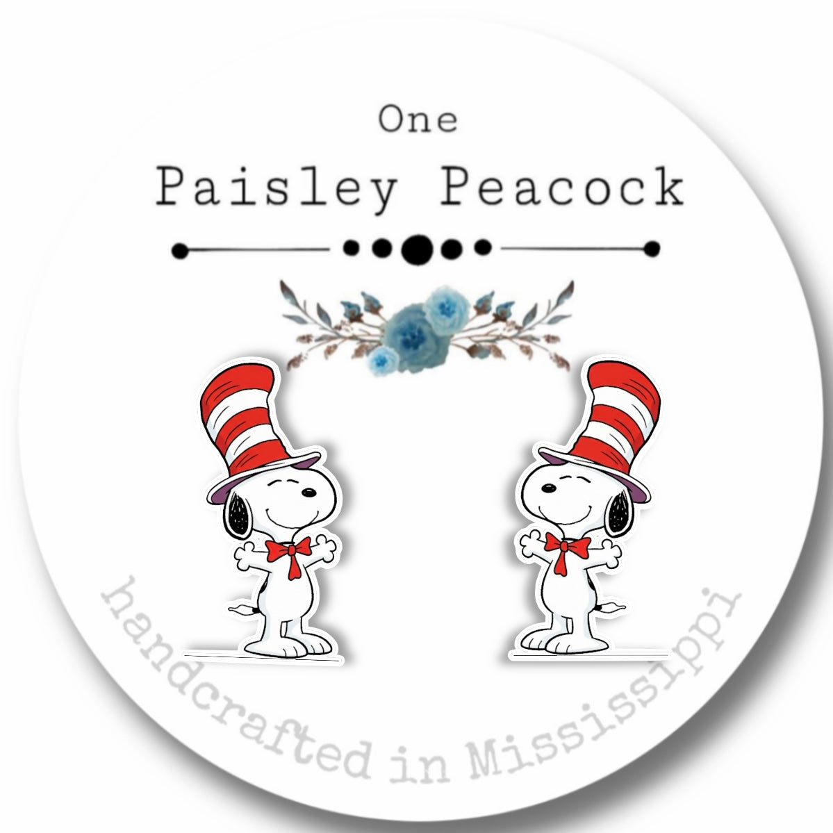 Stud earrings- Snoopy Dr. Seuss costume Cat in the Hat