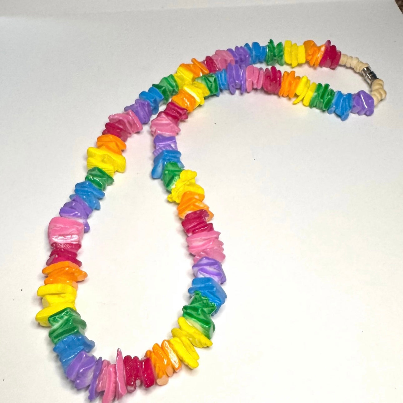 18 inch Puka Shell Necklace rainbow