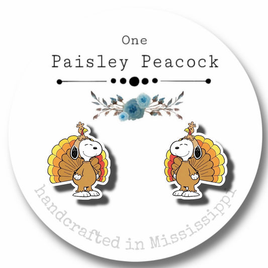 Stud earrings-Snoopy Thanksgiving Turkey costume