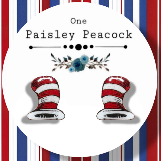 Dr. Seuss Hat inspired handmade earrings