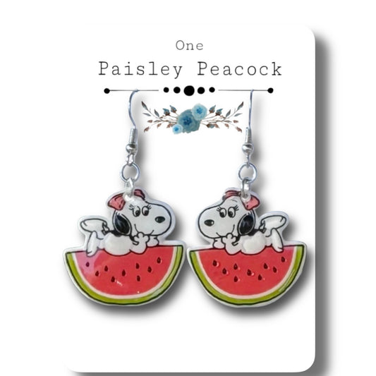 Dangle Earrings-watermelon Belle