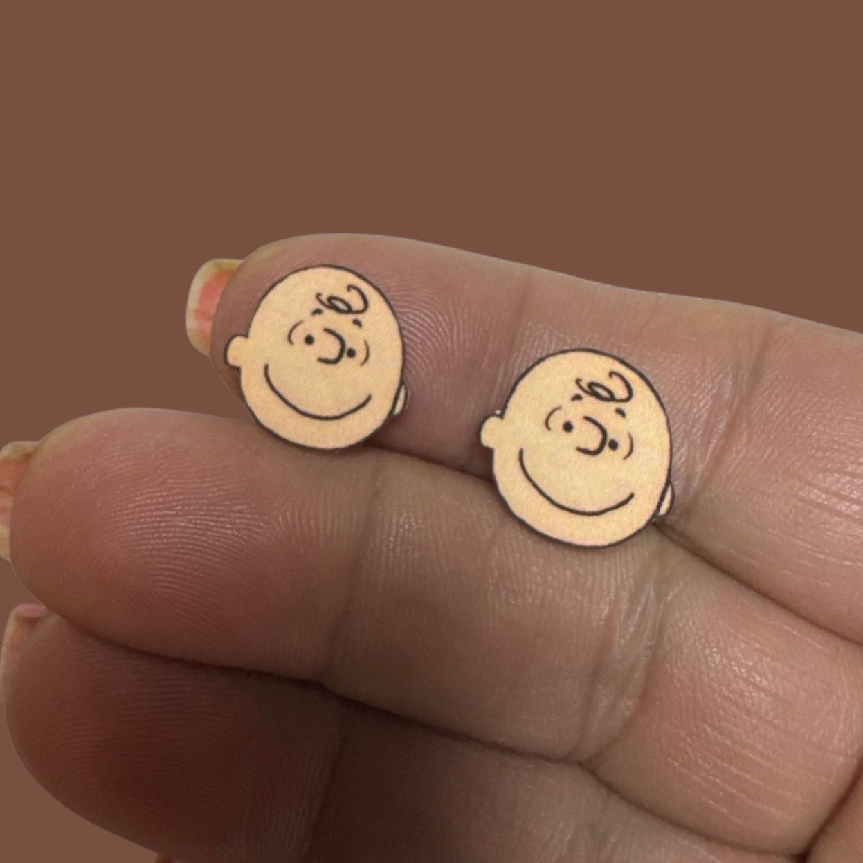 Charlie Brown inspired handmade stud earrings