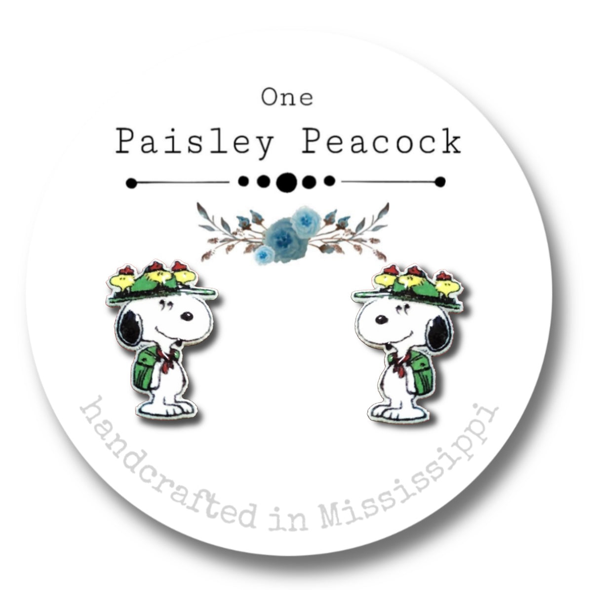 Stud earrings-scout troop leader snoopy