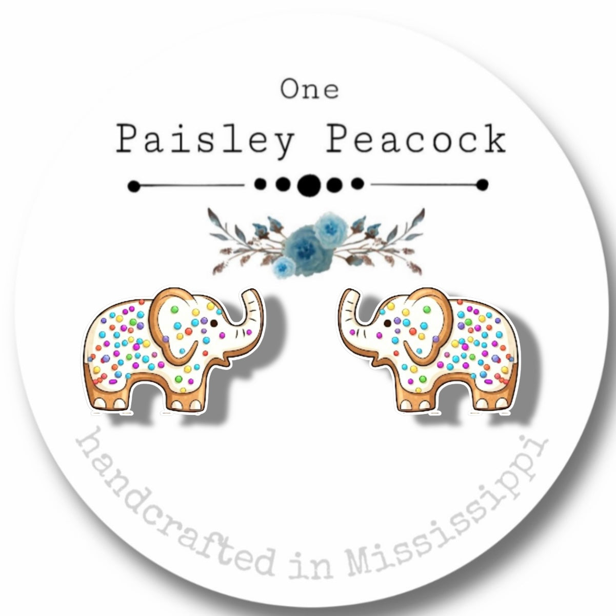Stud Earrings-white frosted animal crackers