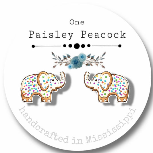 Stud Earrings-white frosted animal crackers