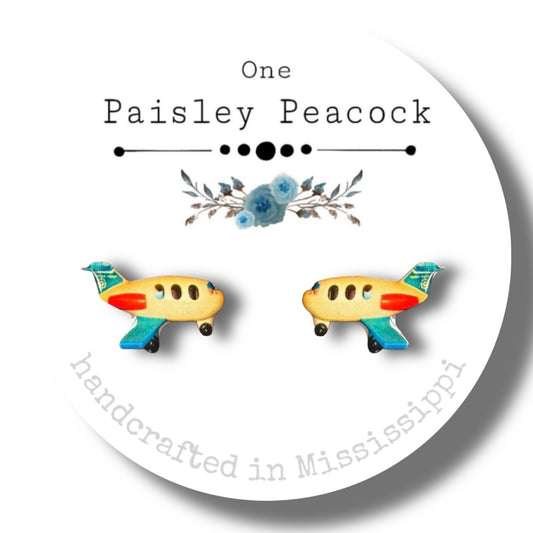 Stud Earrings-toy airplane