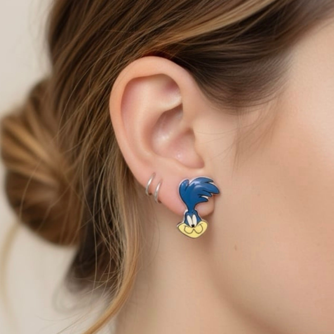 Road Runner Coyote inspired handmade stud earrings
