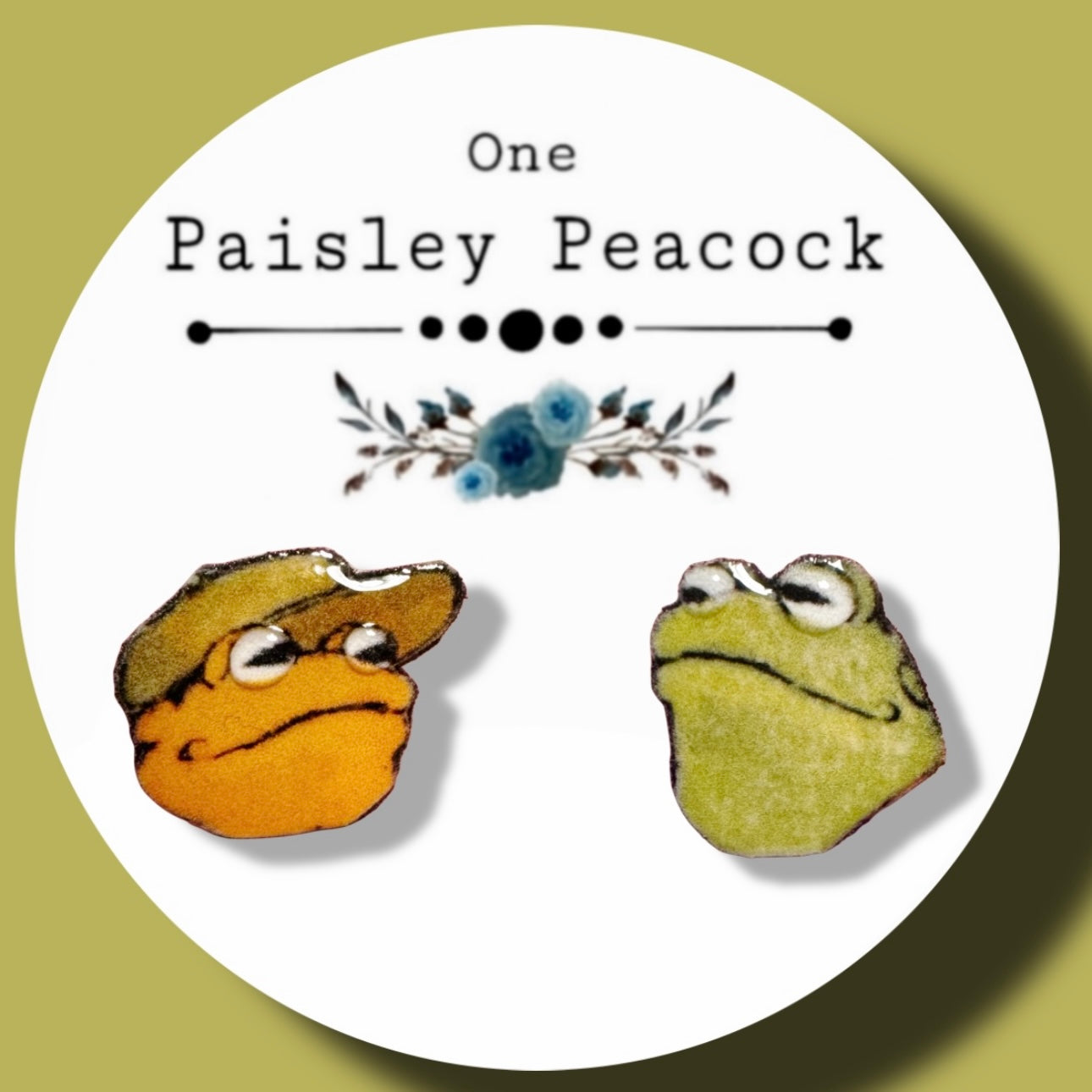 Frog and Toad inspired handmade stud earrings
