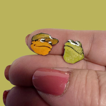 Frog and Toad inspired handmade stud earrings