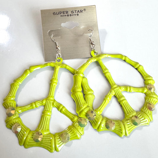 Lime peace sign 2 inch dangles